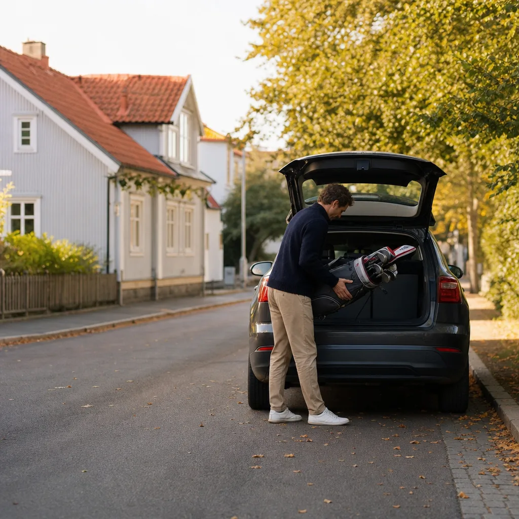 VW Golf hatchback i stadsmiljö — helförsäkring bilmodell